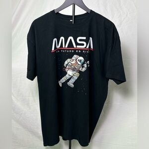 Black Graphic T-Shirt with Astronaut Design